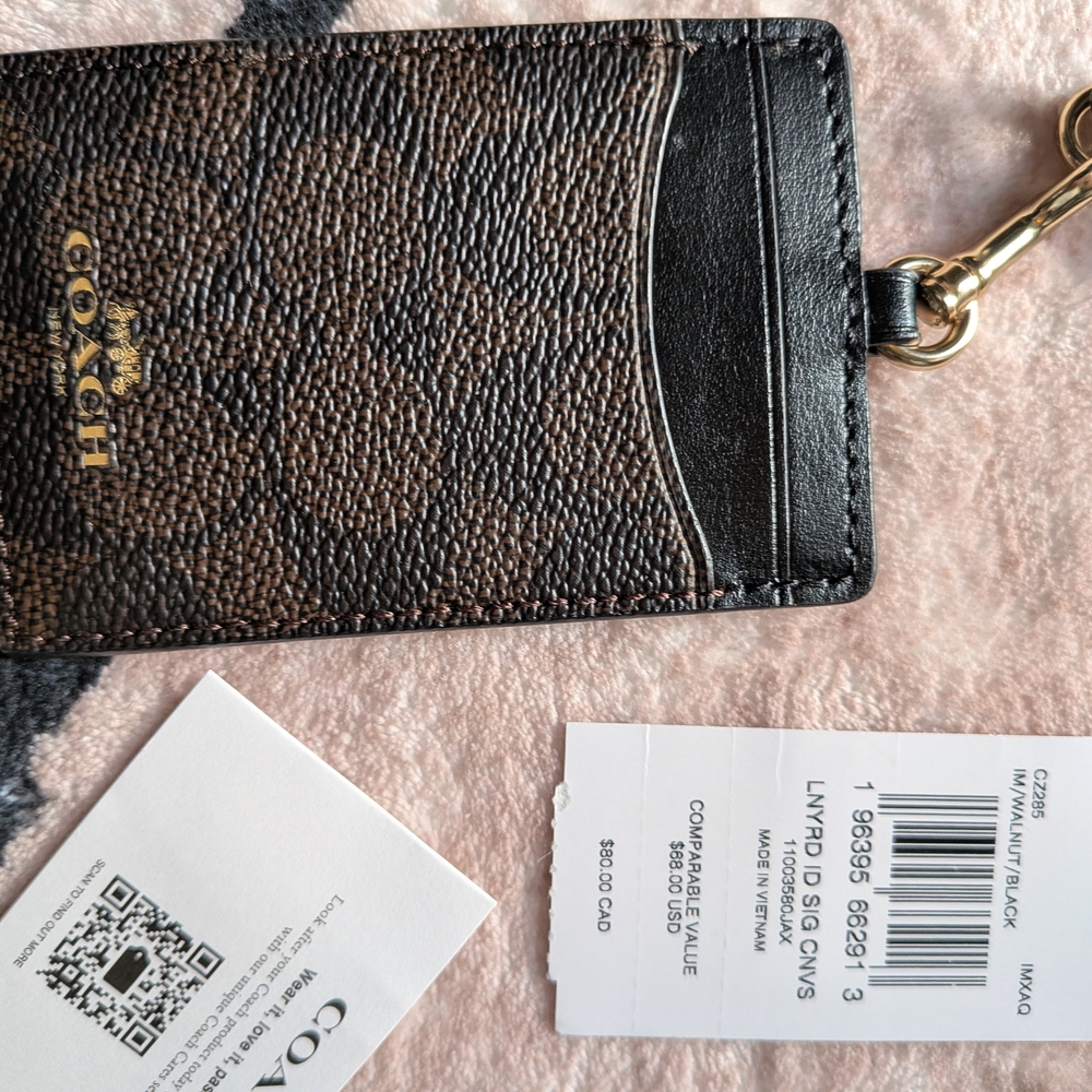Coach Brown and Black Card Holder: Lanyard